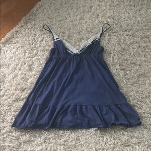 Victoria's Secret Blue and White Lace Chemise